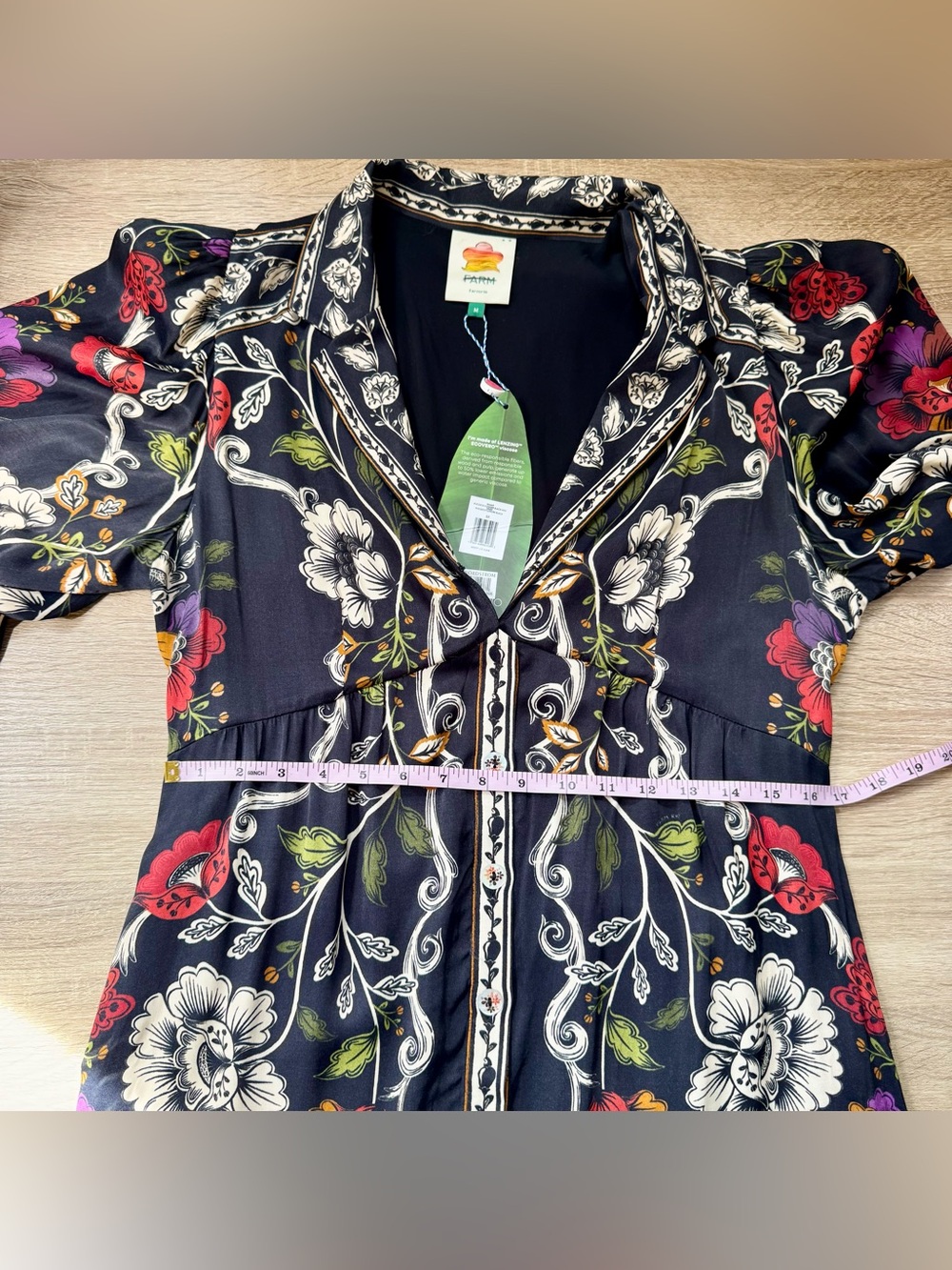 NWT Farm Rio Rococo Flowers Black Mini Dress Medium - Picture 11 of 17